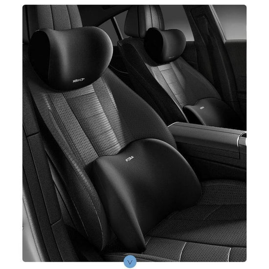 Christmas gift Car Headrest & Lumbar Support Set, Ergonomic Plush Cushion for Driver & Passenger, Comfort & Spine Protection for Long Drives(black)