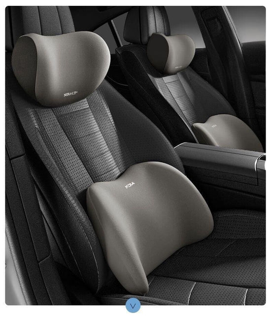 Christmas gift Car Headrest & Lumbar Support Set, Ergonomic Plush Cushion for Driver & Passenger, Comfort & Spine Protection for Long Drives(grey)