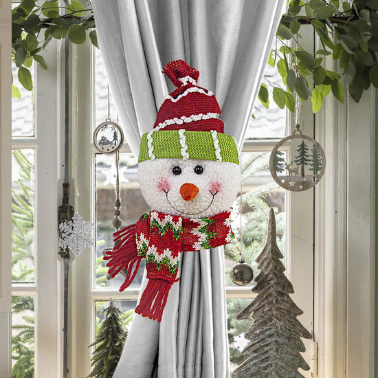Christmas gift Warm Christmas Atmosphere - Festive Curtain Tie Decorations - Santa & Snowman Designs - Cozy Knitted Fabric(Santa Claus)