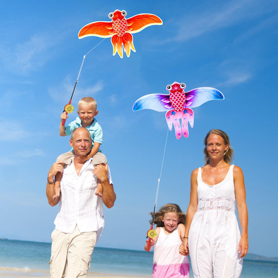 Kids’ Mini Fishing-Rod Kite Set – 3-Pack Fish Designs, Easy-Grip Reel Handle, Adjustable Line, Lightweight & Durable for Outdoor Play, Perfect for Beginners Ages 3–8, Encourages Active Fun and Family Bonding (Multicolor)