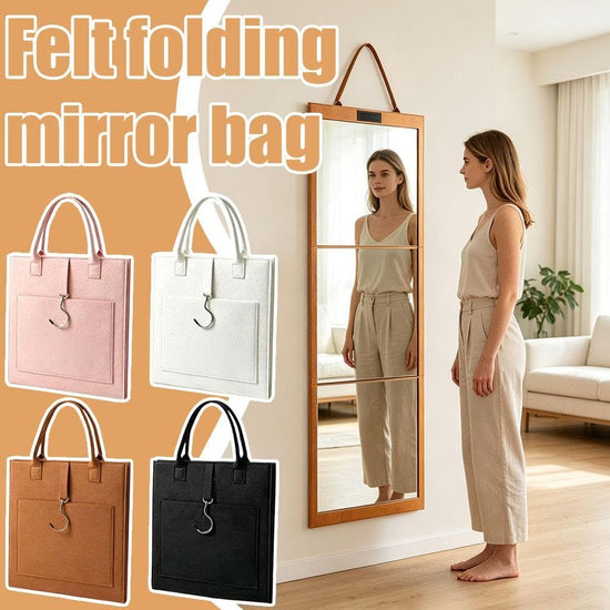 Foldable Full Length Mirror, Hanging Wall Folding with Handle Shatterproof Acrylic Design, Folds for Easy Storage, Suitable for Wall Hanging or Tabletop Use, Ideal for Travel and Camping, 31*31.5cm (white)