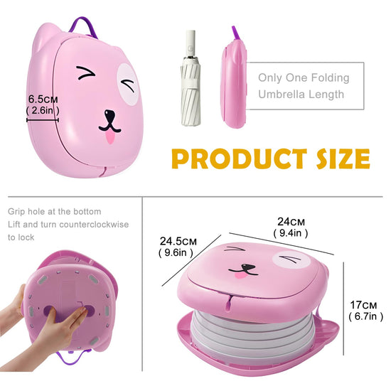 Portable Folding Potty for Toddlers – Compact Travel Toilet with Cat Design, Easy to Carry & Clean, Ideal for Home, Car, Camping, Outdoor Use (Pink)