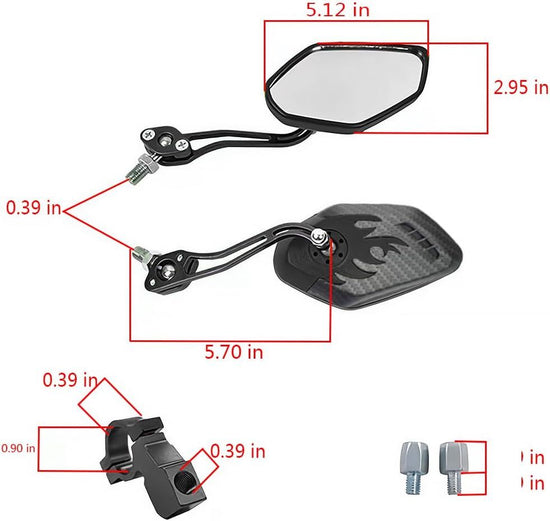 Universal Bike Rear View Mirror, Adjustable Handlebar Rearview Mirror for Motorcycle, E-Bike, Scooter, Mountain Bike, Aluminum Alloy, Wide Angle (Black)