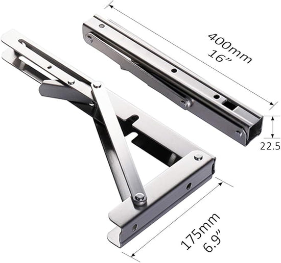 Heavy-Duty Foldable Wall Shelf Brackets – 2-Pack 304 Stainless Steel Triangular Supports with One-Click Release, 550 lb Capacity Each, for Kitchen, Garage, RV & Home; Includes Mounting Hardware (16Inch,Silver)