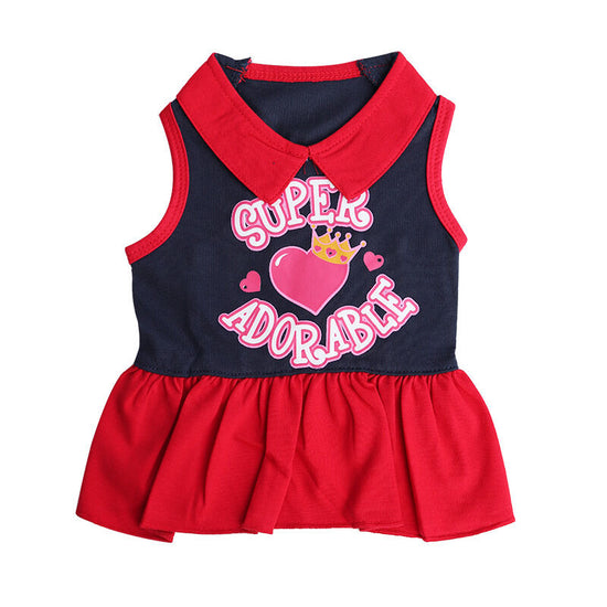 Pet products 2-Piece Dog Summer Dress Set - Team Spirit & SUPER ADORABLE Designs, Red White Stripes & Navy Blue, Peter Pan Collar, Cute Fit for Dogs(S)
