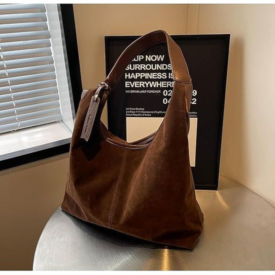 Leather Hobo Bags for Women Brown Purses Suede Purse Slouchy Tote Bag Suede Tote Bag Fall Winter Purses Handbag