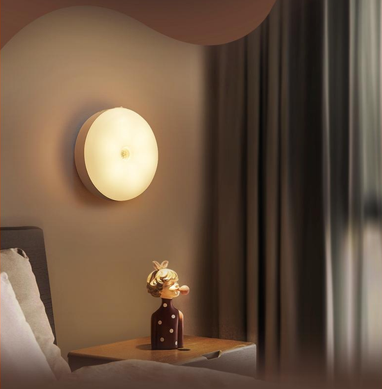 Motion Sensor LED Night Light, 86mm Diameter Smart Induction Lamp with USB Charging & Magnetic Mount, Long-Lasting Battery