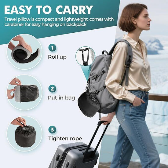 Travel Neck Pillows for Airplanes - 360° Ergonomic Memory Foam Travel Pillow - Relief Neck Pain with Breathable Support for Long Flights, Car, Train & Office Use - Adults & Kids