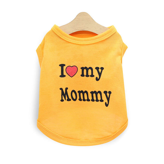 Pet products 4-Piece Pet Vest Set for Summer - Includes 4 Versatile Vests with I ❤️ my Mommy Message, Lightweight Breathable Fabric Perfect for Dogs and Cats in Warm Weather(M)