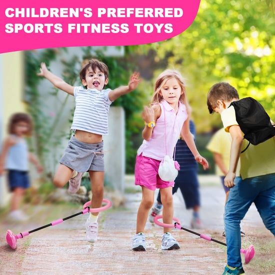 Skip Ball for Kids, Portable Foldable Colorful Flash Wheel Swing Ball Sports Fitness Toys for Girls & Boys, Toy for Kids & Adults. Gifts for Mom Women & Girls Toys Age 5-10 Years (Pink)
