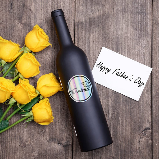 Wine Accessories Gift Set (Black), 5-Piece Bottle Corkscrew Opener Kit with Novelty Bottle-Shaped Case, Valentine&