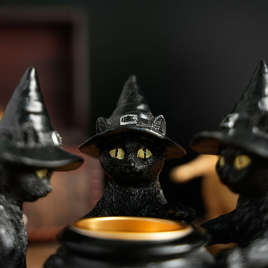 Halloween Witch Cat Sculpture Figurine
