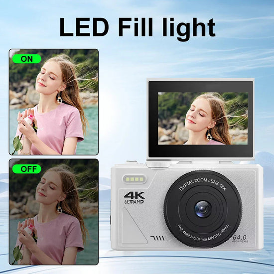 Digital Camera with 3.0 Flip Screen White