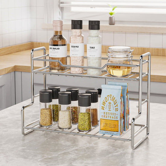 Mini Stainless Steel Kitchen Spice Storage Rack Bathroom And Toilet Organizer Rack-Silver