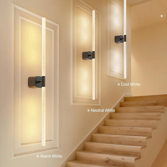 Black Battery Operated Wall Sconce Set of 2, Rechargeable Wireless Wall Lights with Remote and Touch, 360° Rotatable Sconces Wall Decor for Bedroom Living Room (31.49 Inch, 2-Pack)