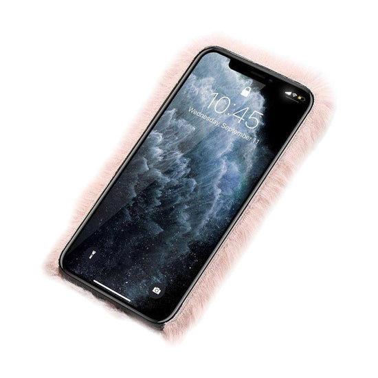 iPhone 12 Mini Fluffy Fur Pink Case, Compatible with iPhone 12 Mini, Soft Protective Mobile Phone Cover