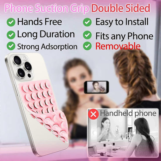 Silicone Suction Cup Phone Case Mount Handsfree Holder White Compatible with Phone Accessories for Selfies Videos Strong Grip Double Sided