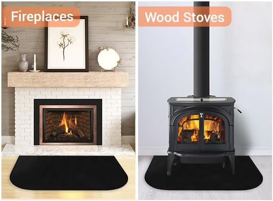 Fireplace Mat, Hearth Rug Fireproof, Fireplace Floor Mat, Fireproof Rug for Fireplaces and Woodstoves,Fire Resistant Fireplace Rug, D Shaped, Size 40" x24"