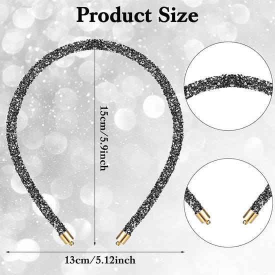 2Pcs Rhinestone Headband, Sparkly Crystal Headband for Women Girls Glitter Diamond Headbands Bling Hair Styling Accessories for Wedding Birthday Party (Black and White)