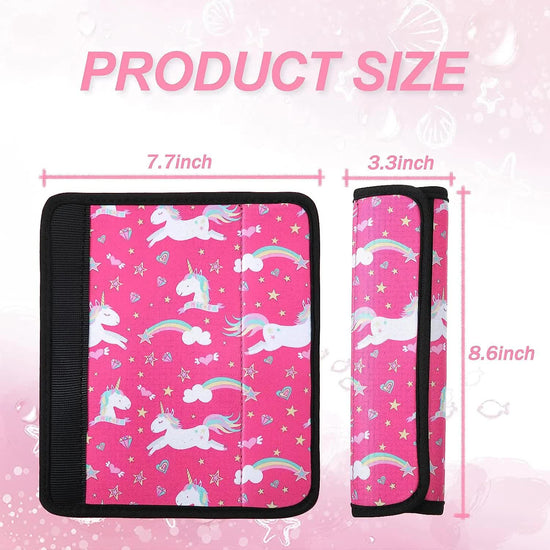 4 Pieces Kids Car Seat Belt Cover Safety Car Seat Belt Pad Cushion Shoulder Protector for Baby Boys Girls Children, Mermaid and Unicorn