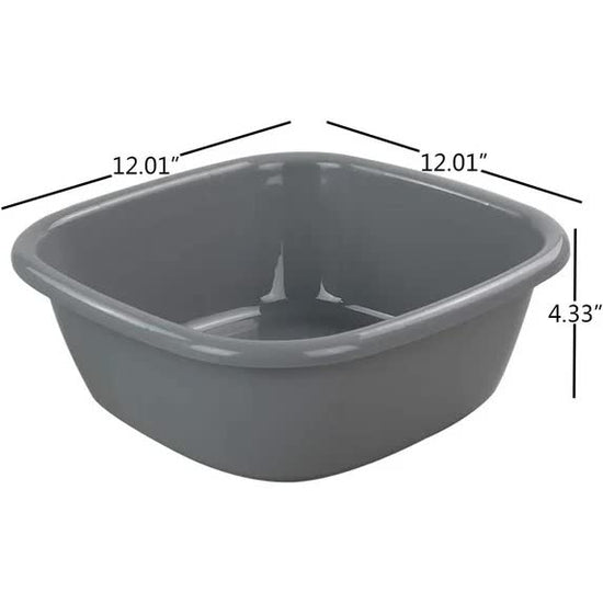 Idotry 4-Pack Baby Small Wash Basin, Gray Plastic Square Dish Pan, 8 Quart