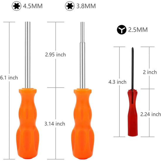 3 Pack Gamebit Security Screwdriver, 3.8mm and 4.5mm Security Screwdriver and 2.5mm Triwing Screwdriver for Super Nintendo, SNES, NES, N64 and GameBoy