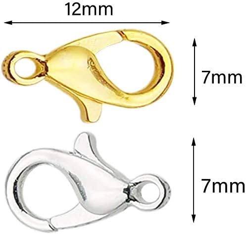 50 Pieces Stainless Steel Lobster Claw Clasps, Silver & Gold Bracelet Necklace Clasps Findings for DIY Jewelry Making(21x12mm)