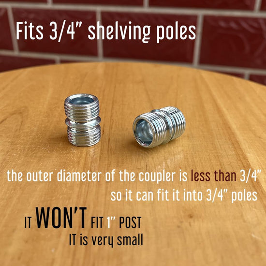 Vega 4-Pack Small Threaded Pole Connectors for 3/4" Shelving Posts, Industrial Style, Wire Rack Shelving