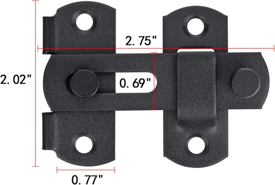 2 Packs Barn Door Latches,2.75” x 2.02” Matte Black Stainless Steel barn gate flip Door Latch Bi-fold Door Lock,Sliding Door Antique Lock Gate Latches Wine Cabinet Closet Door Latches Small_Matte