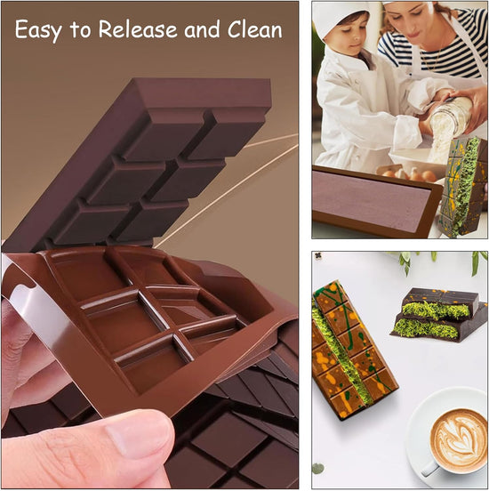 3 PCS Silicone Chocolate Bar Molds with 1 spatula,3/4 Inch Thick Non-Stick Chocolate Mold,Large Deep Cavity Chocolat Silicone Mold for Stuffed Chocolate Bars Knafeh Pistachio Chocolat