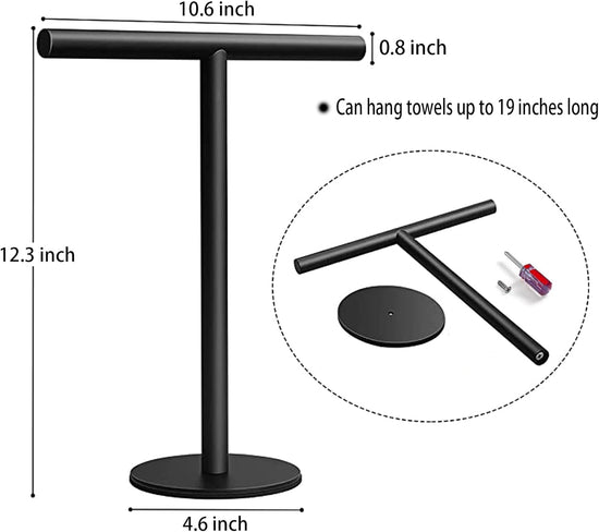 Hand Towel Holder Stand for Bathroom Vanity Countertop Matte Black T-Shape Towel Bar Rack Stand Towel Bar for Bathroom Kitchen Matte Black Matte Black