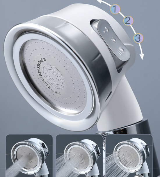 Large Pressurized Handheld Shower Head, Three-stage Water Stop Shower Head (White Without Vibrating Head (No Filter Cotton))
