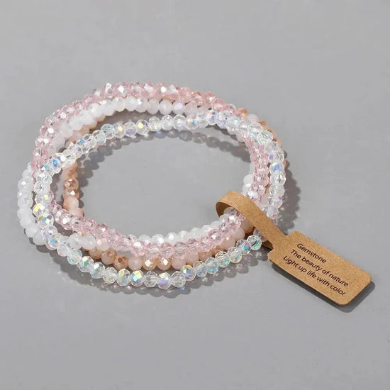 4 Pieces Set Faceted Glass Beads Stretch Bracelet Impacted Glass Beads Multicolor Elastic Beads Handmade E Bracelet Jewelry ASL70055A