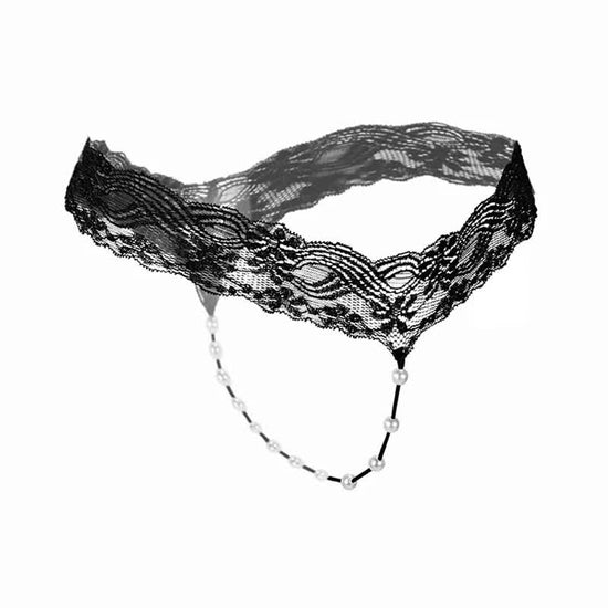 Sexy Lace Underwear Women Back Bow Panties Women G-String T-Back Thong Transparent Lingerie Cute With Beads KL107Pink One Size