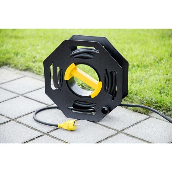 Caravan Cable Reel, Manual, Empty, For Camping And Household, Up To 25 M Of Cable, Plastic, Black And Yellow