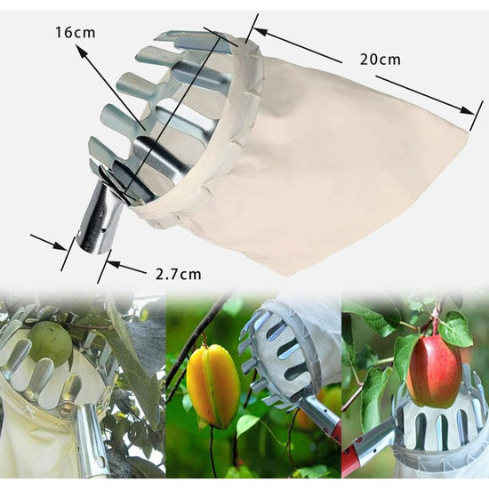 Fruit Picker, 1 Fruit Collector, Metal Fruit Picker, Fruit Picker With Bag, Cherry Picker, Diameter 16 Cm, For Picking