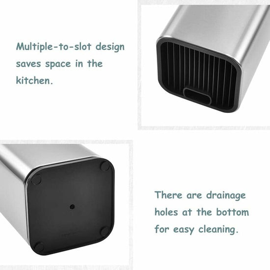 Knife Block, Stainless Steel Knife Holder, Kitchen Knife Holder, Square Knife Holder, For Knives And Scissors (Square)