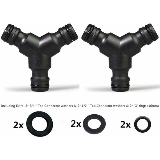 Plastic Snap On Hose Splitter (3 Way) Y Male Garden Hose Connector Y-Connector 2 Pack