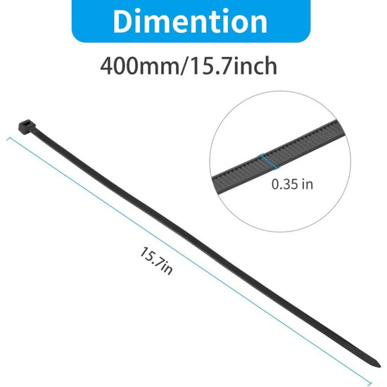 100 Pieces White Large Cable Ties, Extra Long 400Mm X 9Mm Cable Tie Nylon Uv Resistant, 80 Kgs Heavy Duty Cable Ties