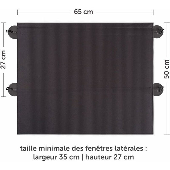 Baby Car Sun Shade 65 X 50 Cm - Car Curtain With Suction Cup - Uv Protection - Ideal For Large Side Windows - Grey (X 2