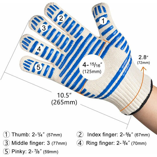 Bbq Gloves, 350°C Heat Resistant Double Oven Gloves, Non-Slip Silicone Bbq Gloves For Cooking Welding, Grilling,