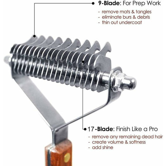 Coat King Rake Pet Undercoat Rake Dog Dematting Comb Pet Grooming Brush Tool Deshedding 17+9 Double Sided Teeth