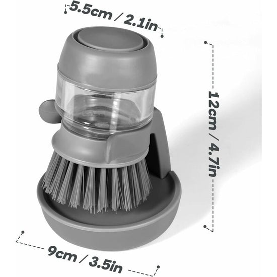 Soap Dispensing Dish Brush, Kitchen Hand Brush For Cleaning Dishes, Pots, Pans And Sinks -- Gray V014Dcbgre One Size