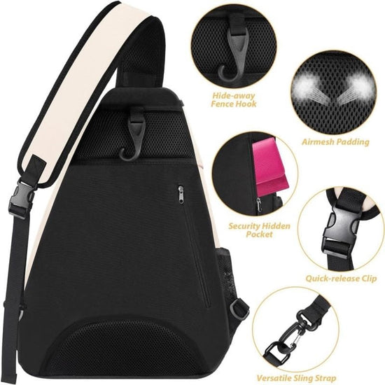 Tennis Sling Backpack - Crossbody Sports Bag - Waterproof Racket Storage - Suitable for Pickleball & Badminton - Unisex Lightweight Design - Pink
