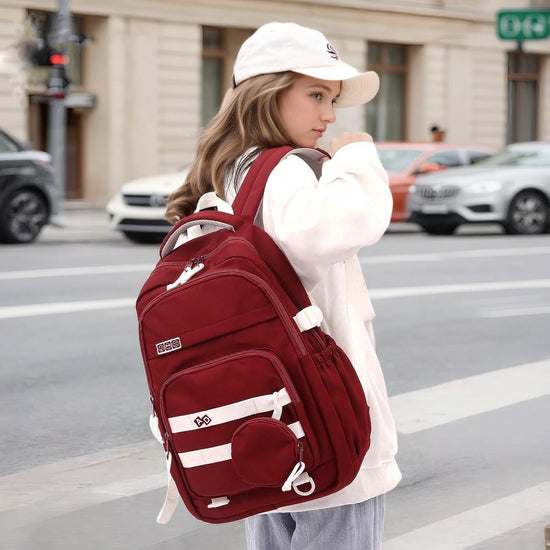 Waterproof backpack for girls - Girl Backpack - School backpack - lightweight school bag - School bag - Girls School Student School Bag - Large capacity backpacks for Girls and Boys - Teenagers - High School backpacks - Red