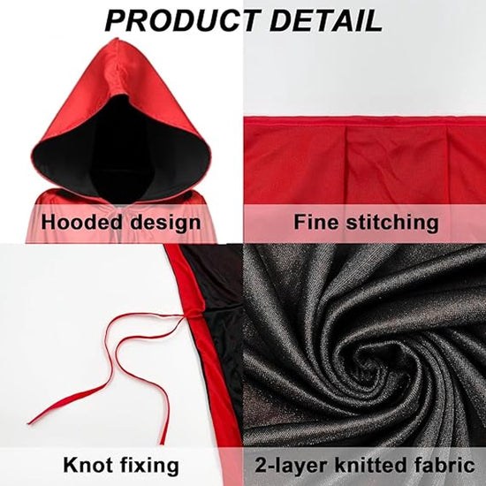 Red Halloween cape - alloween cosplay costume - Unisex reversible cape with hood - robe - Grim Reaper&