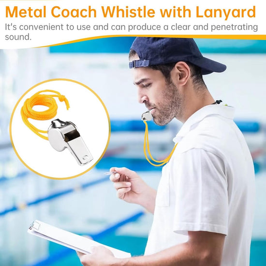 24 pieces - Whistles - Coach Whistle - Outdoor Whistle - Stainless Steel Whistles - Football Referee Whistle - Whistle with Lanyard - Outdoor Accessories - For Emergencies, Sports Training, Referee - Silver - 4*2*1.5 cm