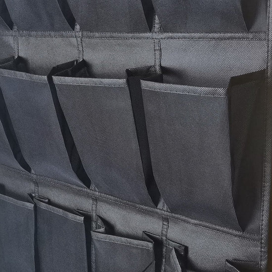150*56 cm - Over-the-door shoe organizer - Wall compartment - 24 large - breathable mesh pockets - shoe rack - hanging storage - various storage space - breathable over-the-door closet storage, sneakers - black
