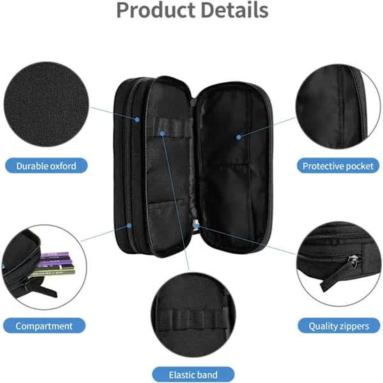 Soccer Pencil Case Blue with Zipper, Spacious and Durable Soccer Theme Sports Pencil Case