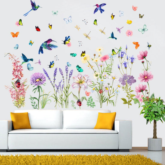 Wall sticker - Flowers/Butterfly/Bird - Reusable/Repositionable - Children&